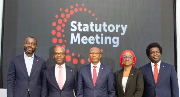 L-R: CEO, Sterling Bank LTD, Abubakar Suleiman; Group CEO, Sterling Financial Holdings Company, Yemi Odubiyi; Chairman, Sterling Financial Holdings Company, Yemi Adeola; Company Secretary, Temitayo Adegoke; and Executive Director/Chief Operating Officer, Sterling Financial Holdings Company, Olayinka Oni