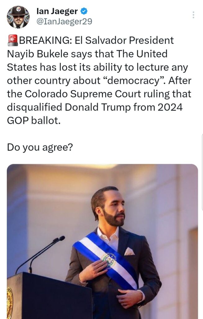 El Salvador President, Nayib Bukele Ortez 