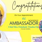 NCAOOSCE: Folashade Olabanji-Oba Congratulates Chief Mrs. Folashade Tinubu-Ojo on New Appointment