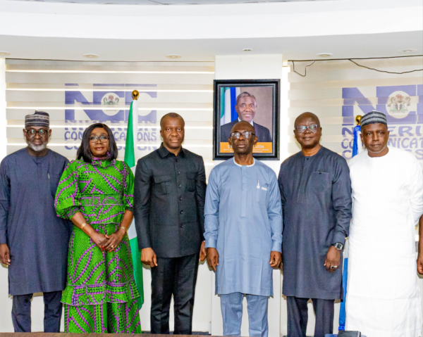 Caption L-R - Engr. Aliyu Yusuf Aboki , Executive Secretary WATRA; Mrs Nneena Ukoa, Head Public Affairs, Nigerian Communications Commission; Hon. Clarence K. Massaquoi, Chairman Board of Commissioners, Liberia Telecommunications Authority; Kelechi Nwankwo, Director Corporate planning, strategy and Risk Management(NCC); Hon. Ben Fofana, Commissioner with oversight responsibility for Licensing and Regulation (LTA); Usman Mamman Director, Licensing & Authorization (NCC) during a courtesy visit to the Commission’s Headquarters in Abuja on 30th January, 2026.