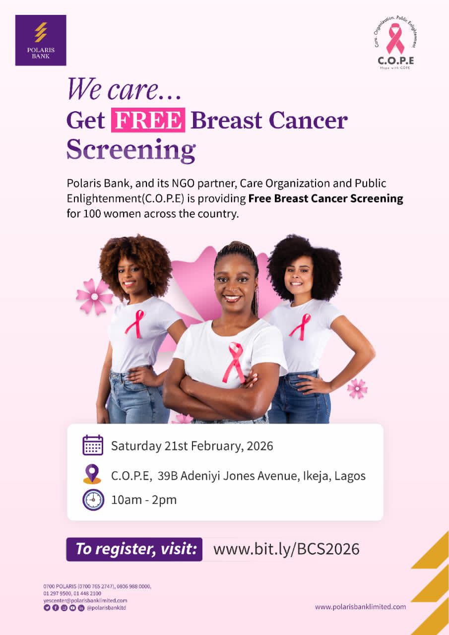 Polaris Bank Marks World Cancer Day with 100 Women Screening