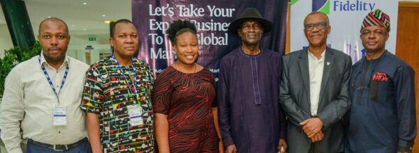 Photo caption: L-R: Relationship Manager, Fidelity Bank Plc, Murtala Muhammed Road Branch, Kano, Victor Ngwu; Export Management Programme (EMP 19) participant, Abayomi Adewuyi; Facilitator, Gemma Ejiofor; Senior Fellow and Head, Department of Organisational Behaviour and Human Resources Mgt., Lagos Business School (LBS), Dr. Uche Attoh; Director, Export Management Programme, LBS, Prof. Frank Ojadi; and Team Lead, Export & Agriculture, Fidelity Bank Plc, Emmanuel Nwalor, during the closing ceremony of the 19th edition of the Fidelity Bank Export Management Programme (EMP 19) held recently at Lagos Business School, Lagos.