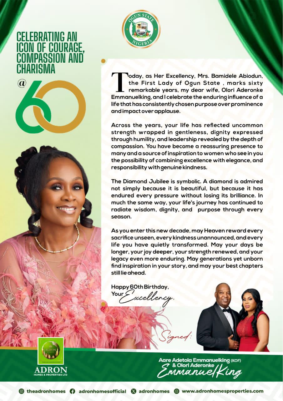Aare Adetola Emmanuelking Celebrate Ogun State First Lady