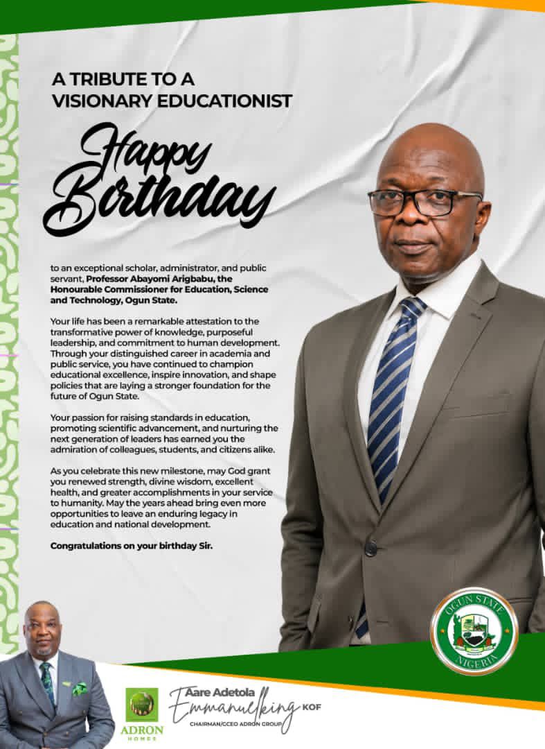Aare Adetola Emmanuelking Celebrates Arigbalu Excellence in Education