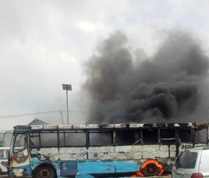 Okada Collision, BRT Bus Set Ablaze